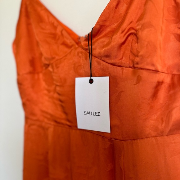 SAU LEE FRANCESCA ORANGE FLORAL JACQUARD MIDI DRESS, WOMEN'S SIZE 4 - Picture 7 of 10